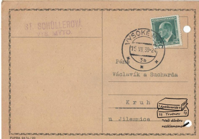 Reklamní korespondenční lístek ST. Schüllerová Vysoké Mýto (893221)