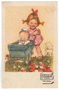 Děvčátko s kočárkem mimino pejsek (1314321) externí sklad