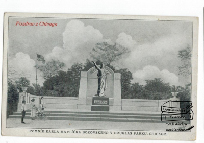 Pozdrav z Chicaga pomník Karla Havlíčka Borovského v Douglas parku Chicago USA (320322)