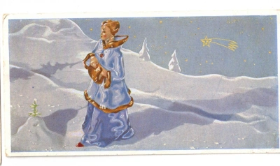 Pohlednice Vánoce 1965 zimní krajina (467123)