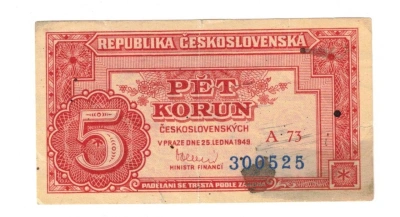5 pět korun 1949 serie A 73 (470023)