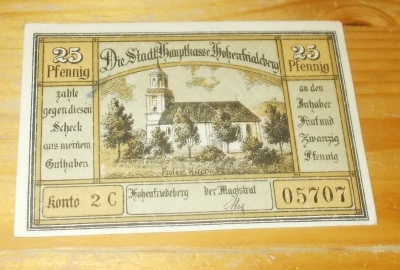 Nouzovka Německo Slezko  25 Pfennige Hohenfreideberg (342617)