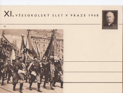korespondenční lístek XI. Všesokolský slet Praha 1948 č. 14 (1062717)