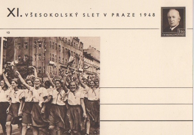 korespondenční lístek XI. Všesokolský slet Praha 1948 č. 13 (1063417)