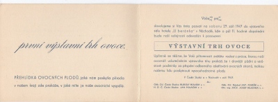 Pozvánka Výstavní trh ovoce Náchod 1947 (1170618)