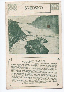 Vlastivědná pohlednice Švédsko vodopád Handöl (1205118) ext. sklad