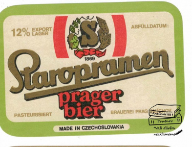 Pivní etiketa Staropramen Prager Bier 12ᵒ Světlé (604520)