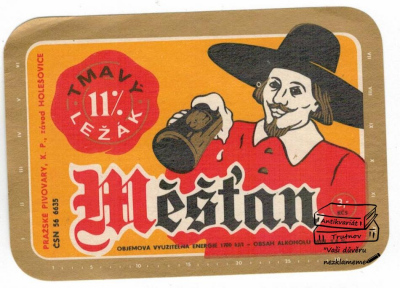 Pivní etiketa Měšťan 11ᵒ tmavé (604520)