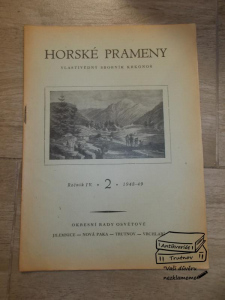 Horské prameny -vlastivědný sborník Krkonoš, roč. IV. 2 1948 -49 (564021) E3C