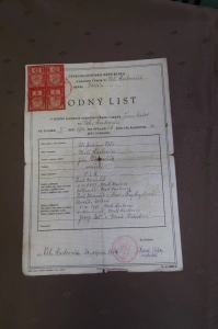 Starý Rodný list Velké Karlovice okres Vsetín 1959 kolky razítka (157623)