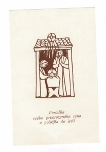 Svatý obrázek - Porodila svého prvorozeného syna a položila do jeslí (173123)