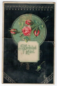 Pohlednice Srdečné přání - růže - tlačená (177523)