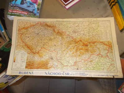 Mapa Československo reklamní Rubena Náchod  Hradec Králové Pardubice dřív Kudrnáč Náchod (451123) nástěnka u pultu