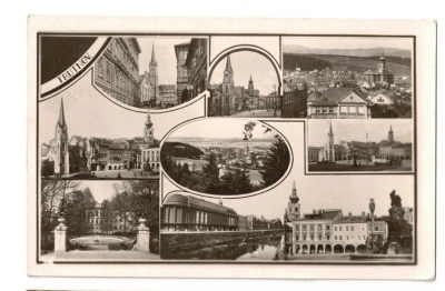 pohlednice Trutnov fotokoláž Grafo Čuda kostel, park  ad. (89724)