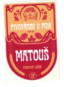 Etiketa samolepka Pivo Pivovárek U Fida Matouš Rýnovický ležák 13 (144924)