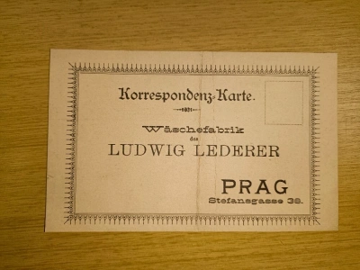 reklamní objednávkový korespondenční lístek firma Ludwig Lederer Praha Wäschefabrik (178124) DOK1