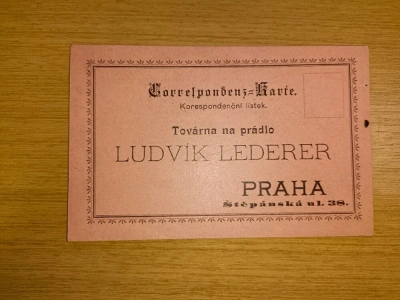 reklamní objednávkový korespondenční lístek firma Ludvík Lederer Praha továrna na prádlo (178124) DOK1