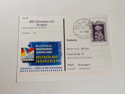 Korespondenční lístek  Ostropa 2000 Deutschland Tschechien Briefmarken Ausstellung Münchberg s. Adalbertus sv. Vojtěch (10001) DOK2