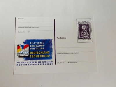 Korespondenční lístek  Ostropa 2000 Deutschland Tschechien Briefmarken Ausstellung Münchberg s. Adalbertus sv. Vojtěch (10001) DOK2