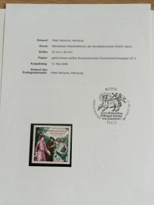 List se známkou ve folii a pamětním razítkem - Bonn 300. Geburststag Nikolaus Ludwig von Zinzendorf 12. 5. 2000 (10007) DOK2