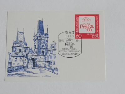 Pamětní lístek Praga 1988 Weltausstellung Briefmarken nerazítkovaný - pamětní razítko (10010) DOK2