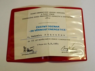 dekret Čestný odznak za věrnosti energetice 1981 (615324)