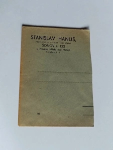 Část obálky s tištěnou adresou Stanislav Hanuš Šonov 122 - Nové Město nad Metují (624524) DOK2