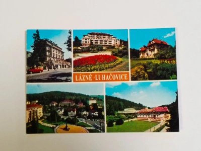 Pohlednice Lázně Luhačovice Hotel Alexandria - Palace sanatorium - Dům Leoše Janáčka - Náměstí Rudé armády - Společenský dům a Jurkovičův dům - VELKÝ FORMÁT (646124)