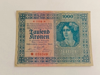 1000 Tausend Kronen Rakousko 1922 (657424) DOK1