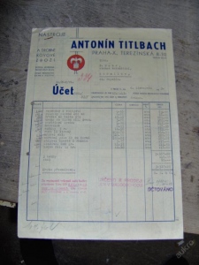 Faktura účet Antonín Titlbach Praha Drobné kovové (113114)