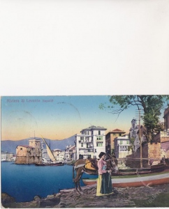 Itálie - Riviera di Levante -Rapallo. Dívka, osel, (628914)