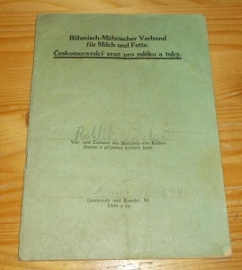 Výkaz Českomoravský svaz pro mléko a tuky 1944 (95016)
