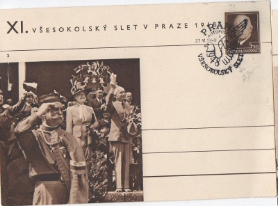 korespondenční lístek XI. Všesokolský slet Praha 1948 č. 2 (1063717)