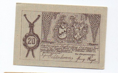 Nouzovka Německo 20 Heller (1375418c)