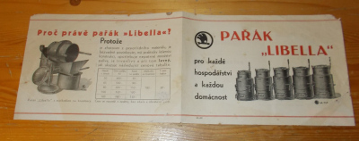Stará reklama Pařák Libella Škoda  pro každé hospodářství! (1765718) externí sklad