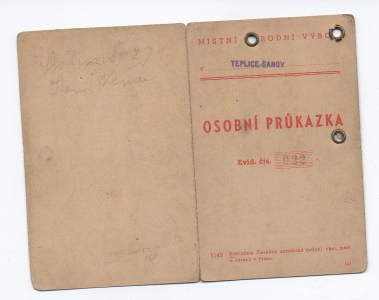 Osobní průkazka Teplice - Šanov 1946 (1763118) externí sklad