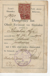Domovskýk list Obec Svonov ve Slezsku země Slezsko polit. okres Bílovec 1922 (132520)
