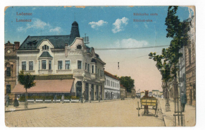 Pohled Lučenec Losoncz Rákócziho cesta povoz ulice Kavárna (196720) externí sklad