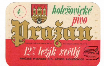 Pivní etiketa Pražan 12ᵒ Světlé (604520)